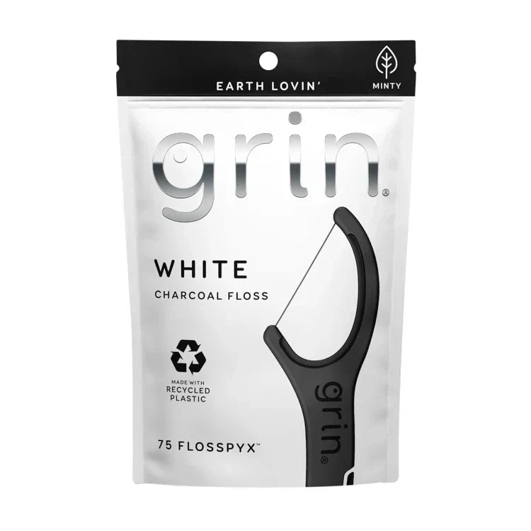 Grin White Charcoal Floss 75 Flosspyx
