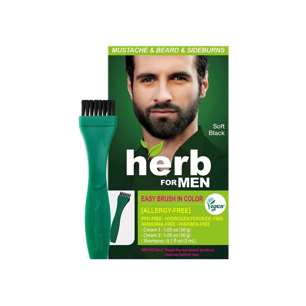 هيرب للرجال صبغة الشارب واللحية خالية من الأمونيوم - الأسود الناعم
