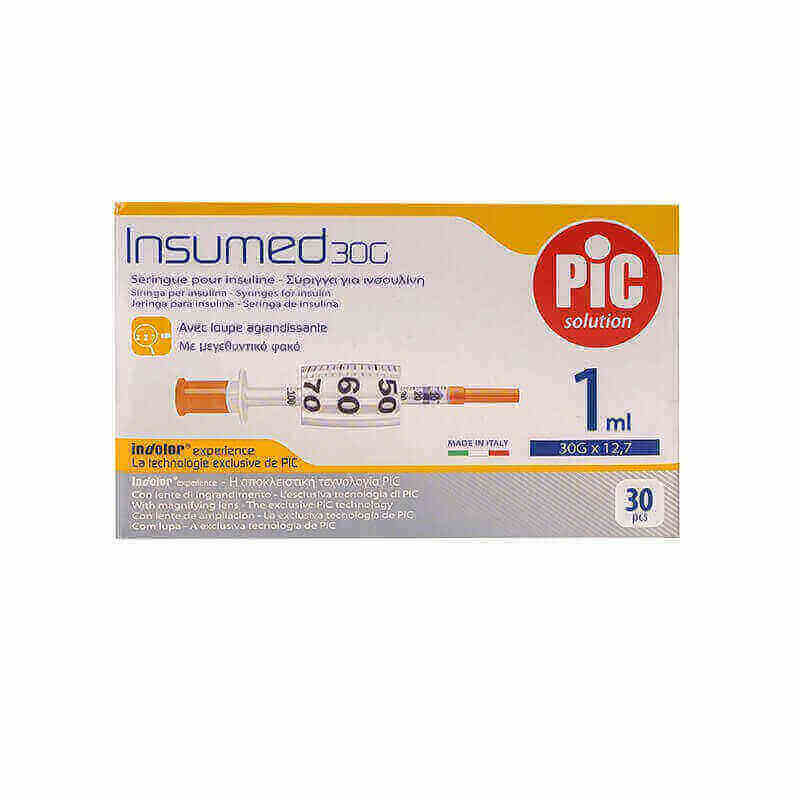 Insumed Syringe Pic Insumed Syringe For Insulin 1 ml 30G*12.7 mm 30 Pcs – Cosmolife