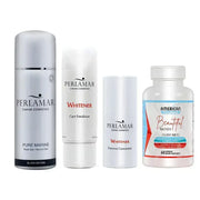 مجموعة عرض بيرلامار سيروم التفتيح + ايملشن التفتيح + غسول للبشرة العادية + كبسولات بيوتين 10000 من اميركان كريشين