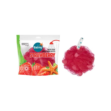 Balmy Strawberry Bath Pouf With Soap Pieces