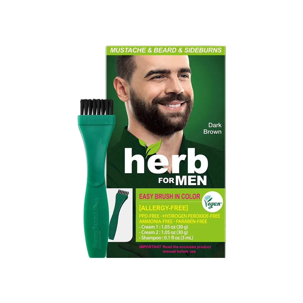 هيرب صبغة الشارب واللحية للرجال خالية من الأمونيا - بني غامق