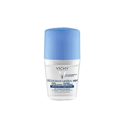 Vichy 48H Mineral Deo Roll 50 mL (Blue) to get rid of perspirant