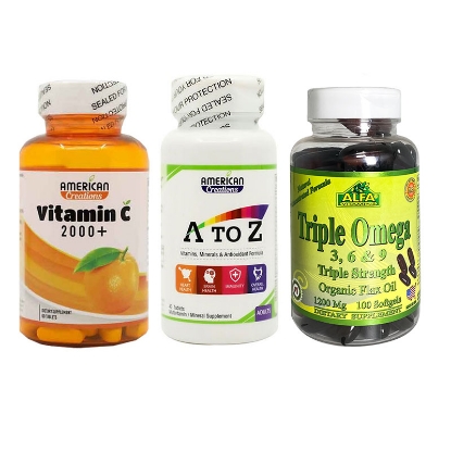 American Creations A to Z + Vitamin C + Triple Omega 3-6-9 Offer Package