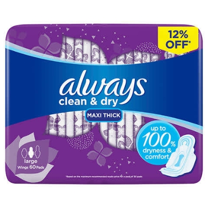 always clean&dry  maxi thick 60 pads