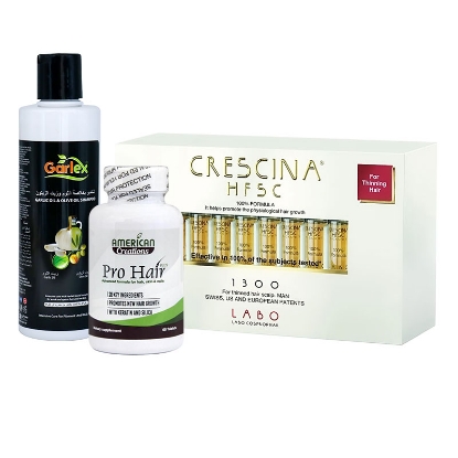 Crescina 1300 Man + Pro Hair + Garlex Olive Shampoo Offer Package