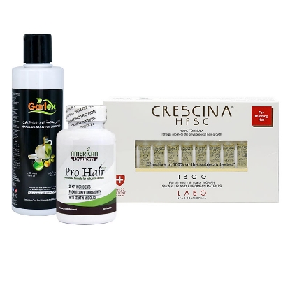 Crescina 1300 Woman + Pro Hair + Garlex Olive Shamp Offer Package