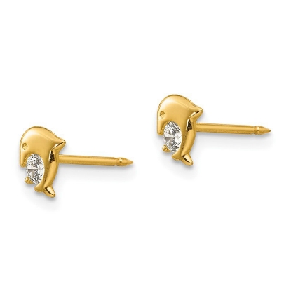 Inverness 850E Dolphin With CZ Earrings 14KT