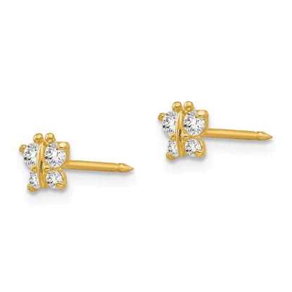 Inverness 848E Butterfly With CZ Earrings 14KT