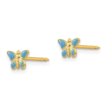 Inverness 851E Blue Butterfly Earrings 14KT