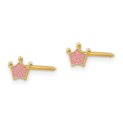 Inverness 844E Pink Crown Earrings 14KT