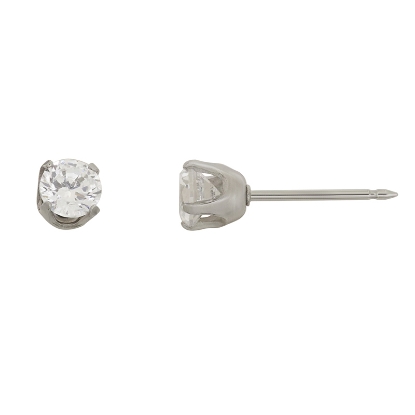 Inverness 181C Stainless Steel With CZ Earrings 5mm
