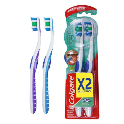 Colgate 360 Whole Mouth Clean Toothbrush Medium 2 Pcs 