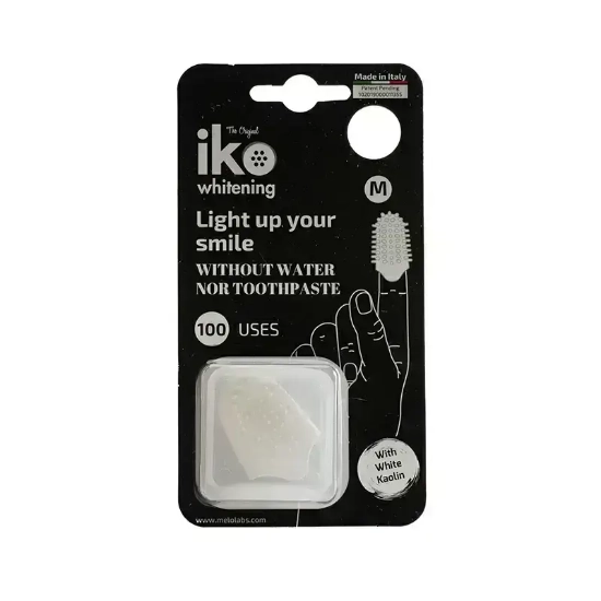 Melo Iko Whitening White Finger Toothbrush Medium 1 Pc 