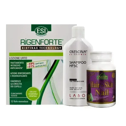 Rigenforte Lotion +  Alfa Vitamins Hair Skin Nails + Crescina Shampoo