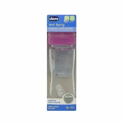 Chicco WB Glass Bottle With Slow Flow (0+ M) Girl 240 ml 